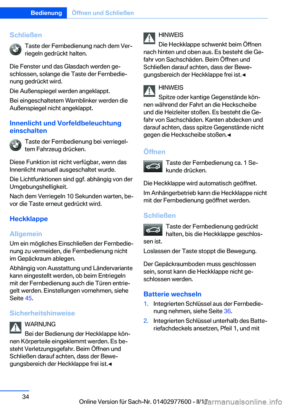 BMW X6 2017  Betriebsanleitungen (in German) �S�c�h�l�i�e�