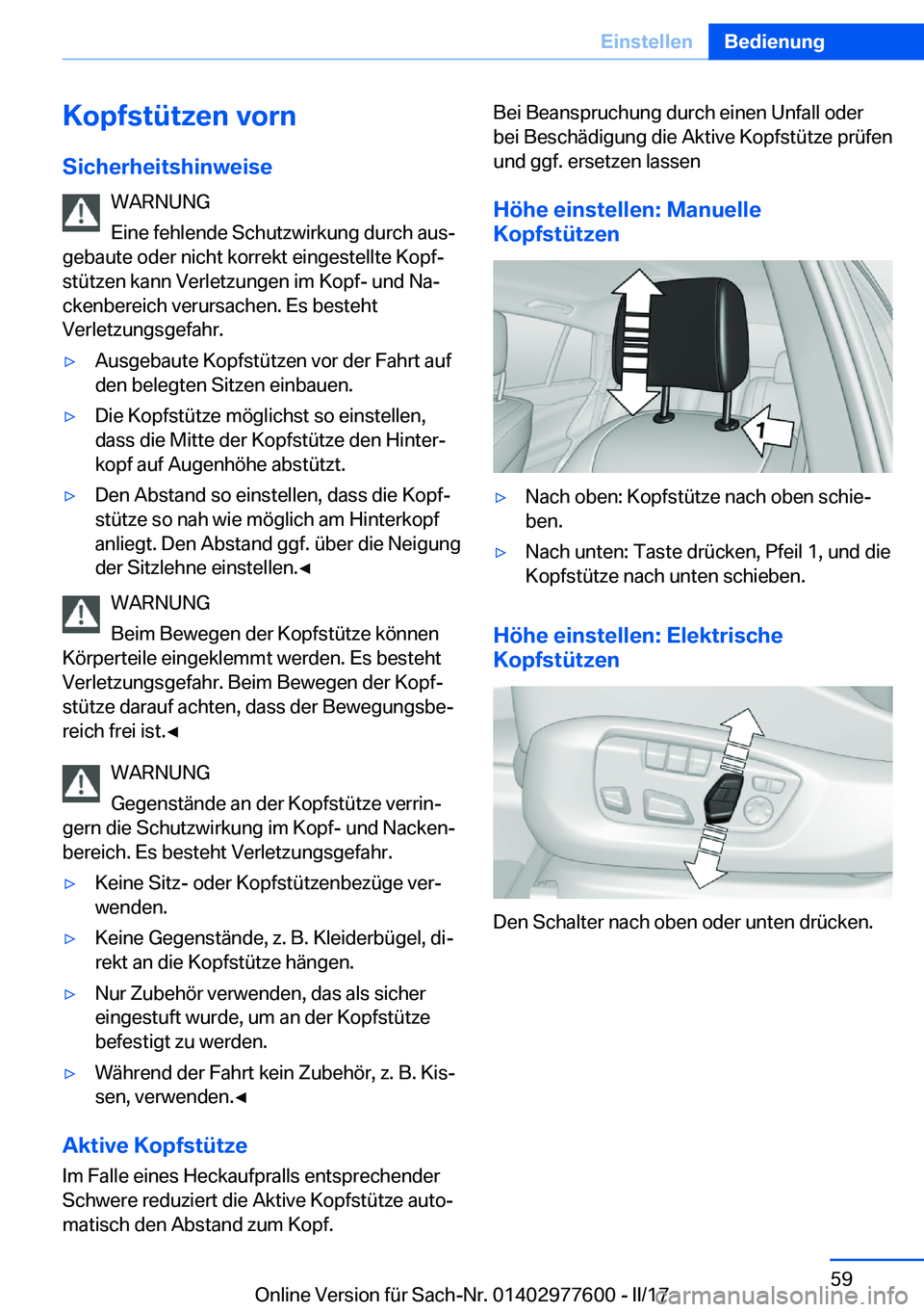 BMW X6 2017  Betriebsanleitungen (in German) �K�o�p�f�s�t�