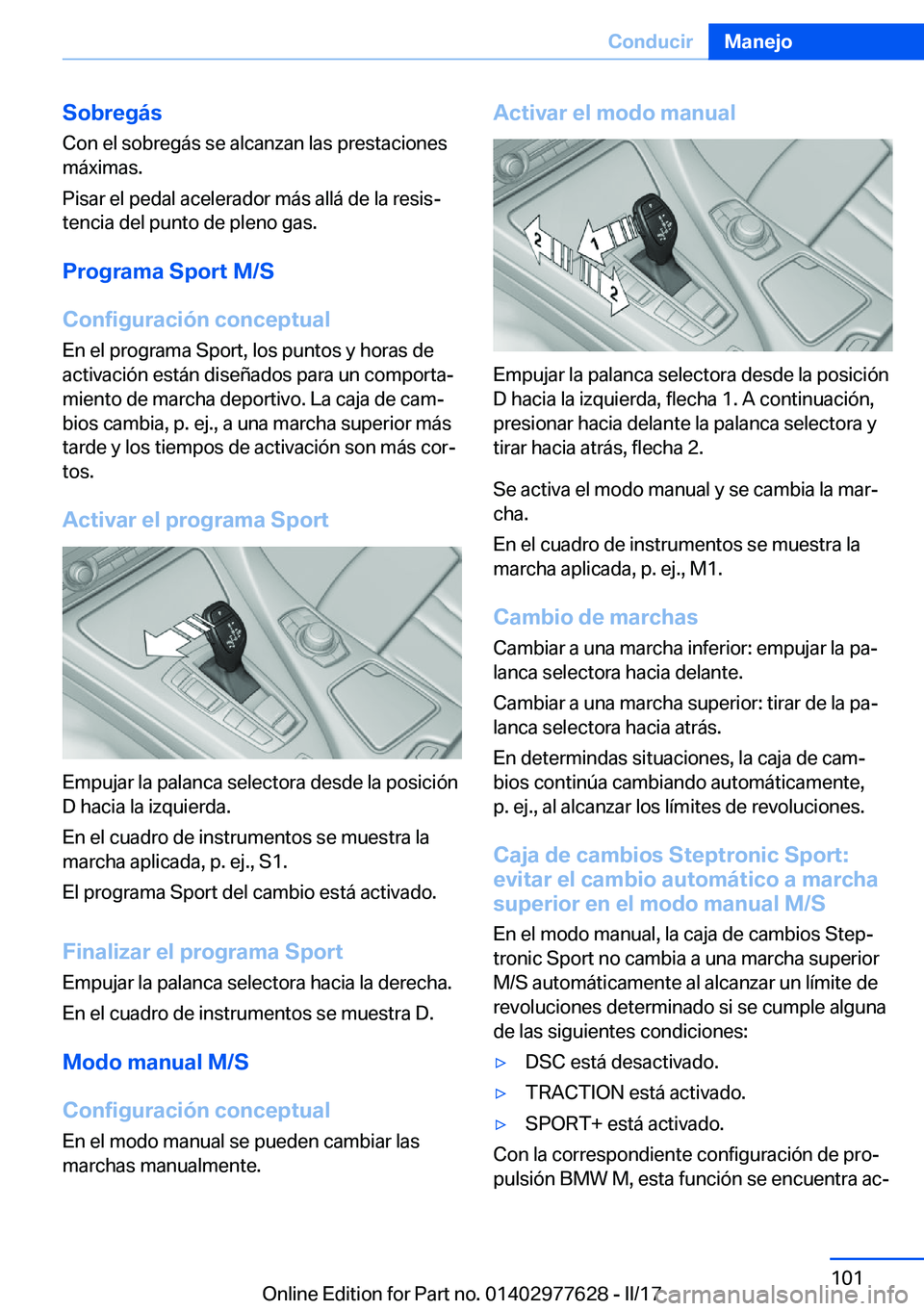 BMW X6 2017  Manuales de Empleo (in Spanish) �S�o�b�r�e�g�