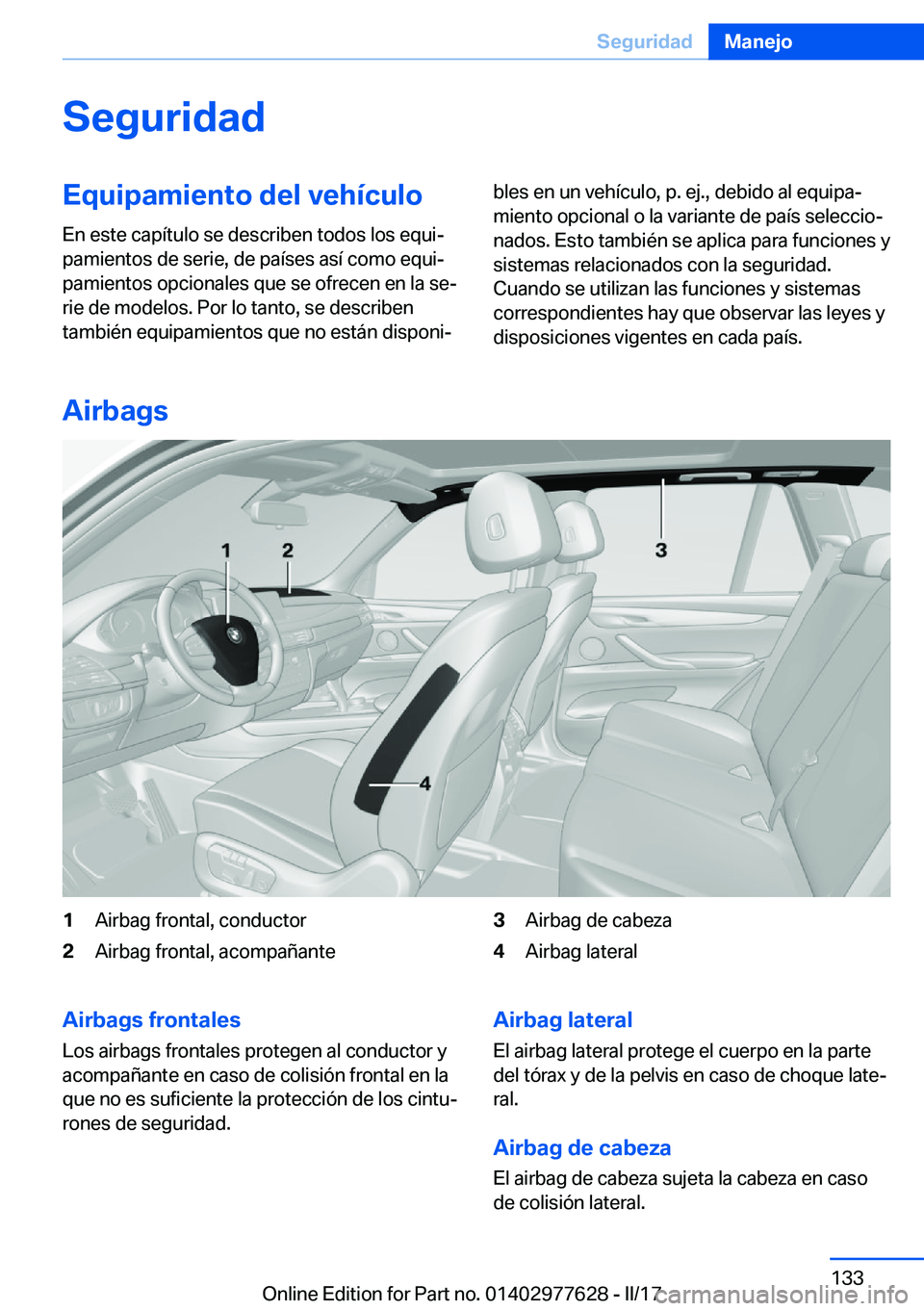 BMW X6 2017  Manuales de Empleo (in Spanish) �S�e�g�u�r�i�d�a�d�E�q�u�i�p�a�m�i�e�n�t�o��d�e�l��v�e�h�