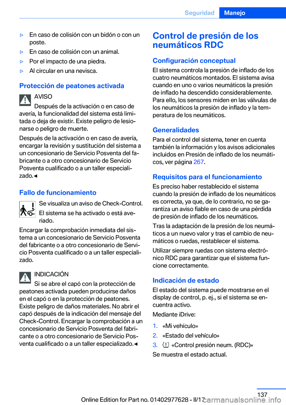 BMW X6 2017  Manuales de Empleo (in Spanish) 'y�E�n� �c�a�s�o� �d�e� �c�o�l�i�s�i�