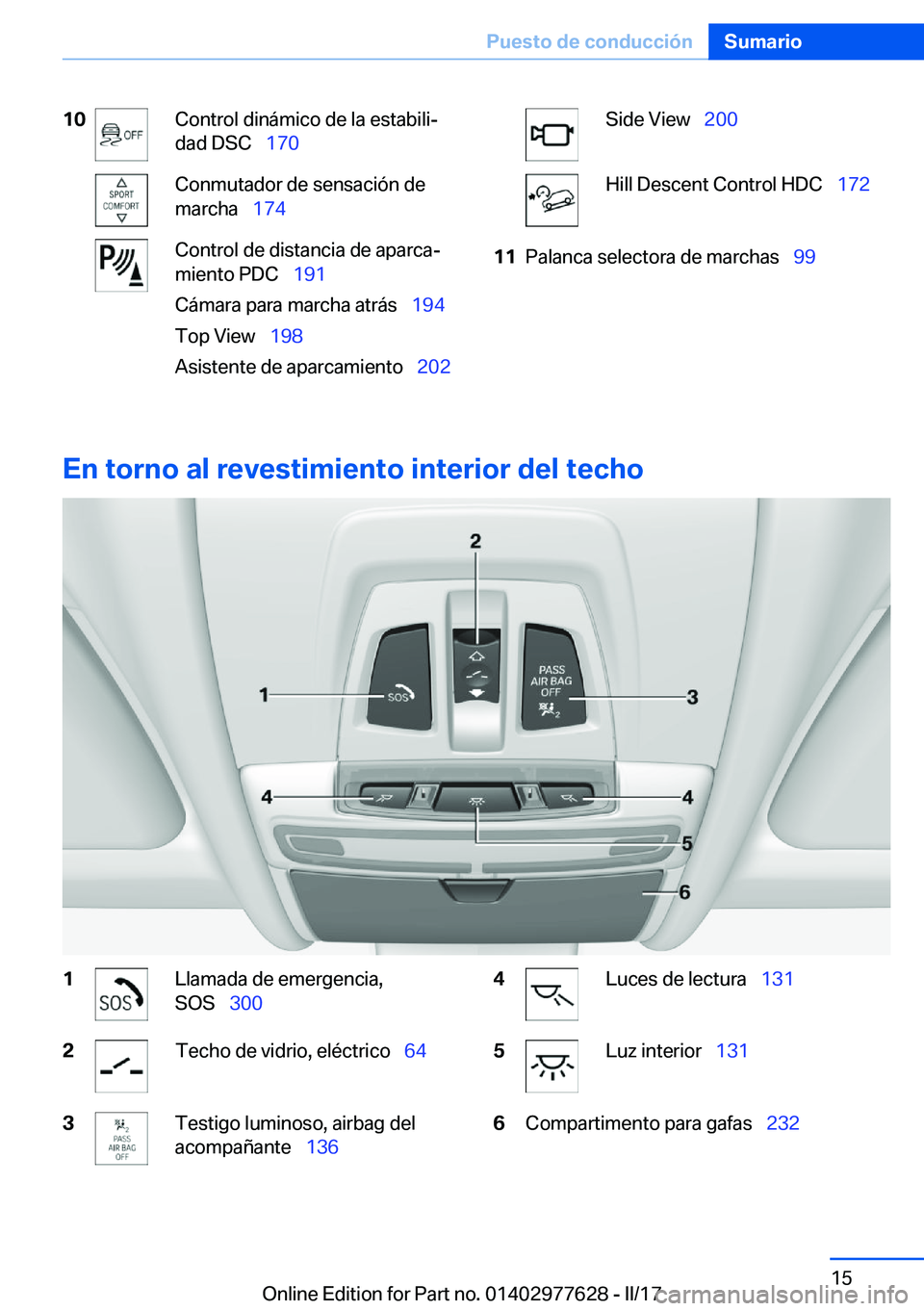 BMW X6 2017  Manuales de Empleo (in Spanish) �1�0�C�o�n�t�r�o�l� �d�i�n�á�m�i�c�o� �d�e� �l�a� �e�s�t�a�b�i�l�iª
�d�a�d� �D�S�C\_ �1�7�0�C�o�n�m�u�t�a�d�o�r� �d�e� �s�e�n�s�a�c�i�