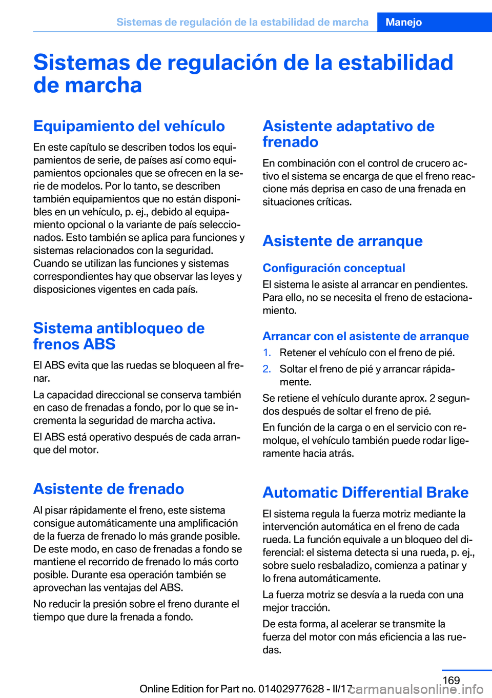 BMW X6 2017  Manuales de Empleo (in Spanish) �S�i�s�t�e�m�a�s��d�e��r�e�g�u�l�a�c�i�