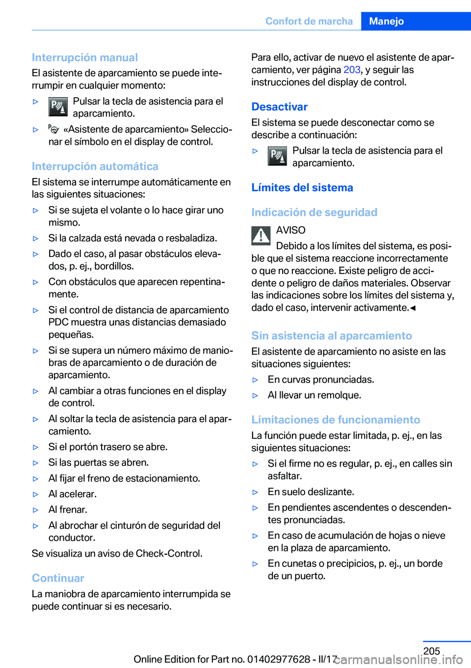 BMW X6 2017  Manuales de Empleo (in Spanish) �I�n�t�e�r�r�u�p�c�i�