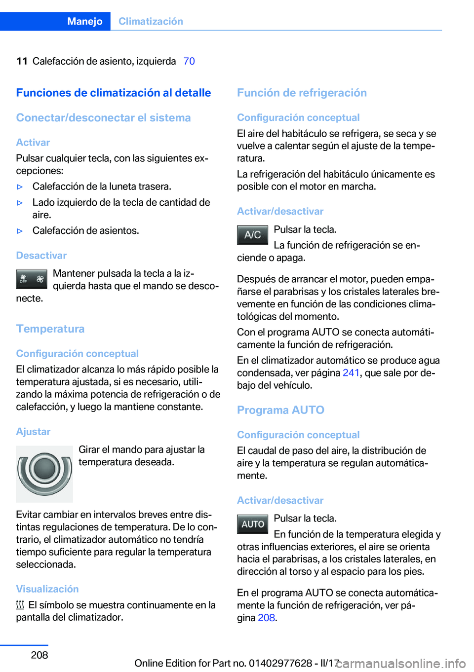 BMW X6 2017  Manuales de Empleo (in Spanish) �1�1�C�a�l�e�f�a�c�c�i�