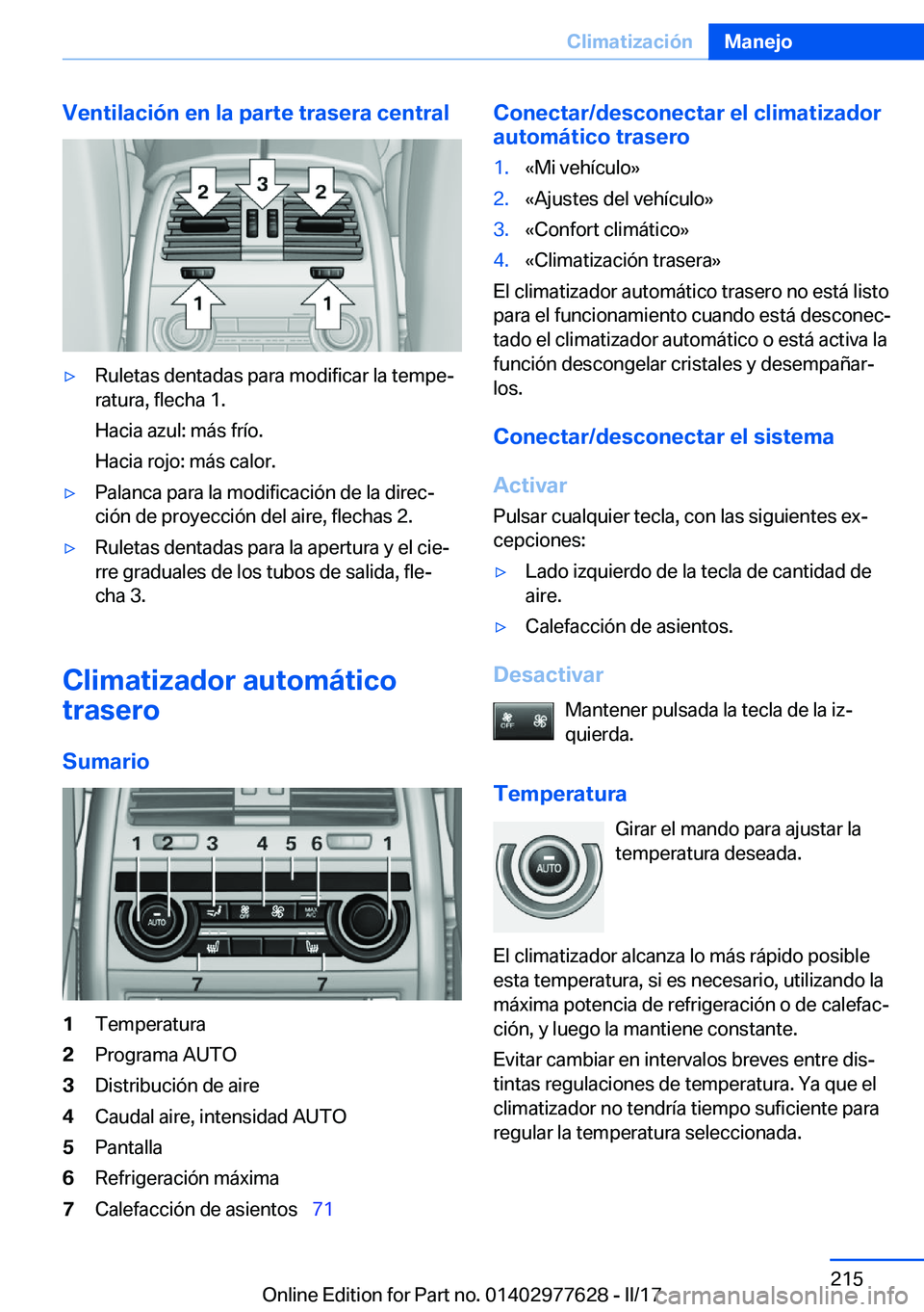BMW X6 2017  Manuales de Empleo (in Spanish) �V�e�n�t�i�l�a�c�i�