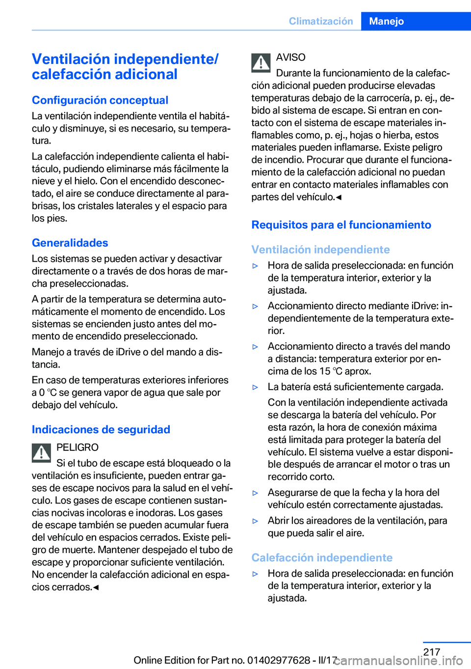 BMW X6 2017  Manuales de Empleo (in Spanish) �V�e�n�t�i�l�a�c�i�