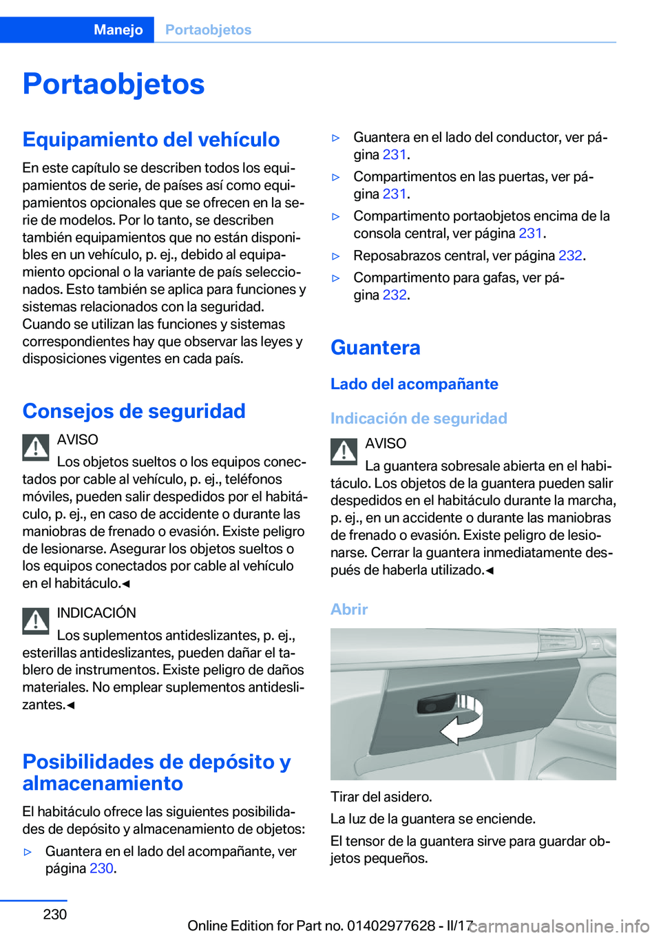 BMW X6 2017  Manuales de Empleo (in Spanish) �P�o�r�t�a�o�b�j�e�t�o�s�E�q�u�i�p�a�m�i�e�n�t�o��d�e�l��v�e�h�