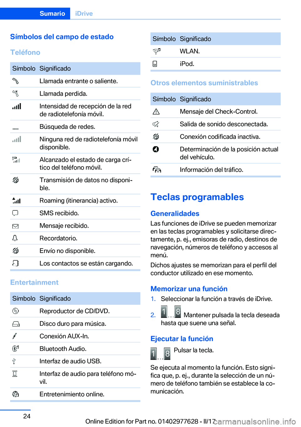 BMW X6 2017  Manuales de Empleo (in Spanish) �S�