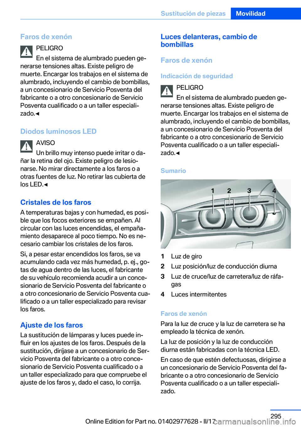 BMW X6 2017  Manuales de Empleo (in Spanish) �F�a�r�o�s��d�e��x�e�n�