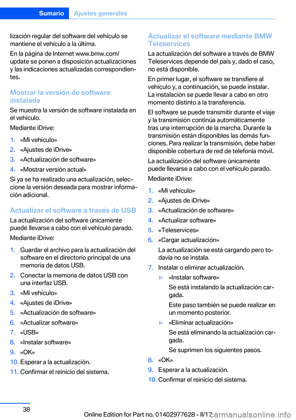 BMW X6 2017  Manuales de Empleo (in Spanish) �l�i�z�a�c�i�
