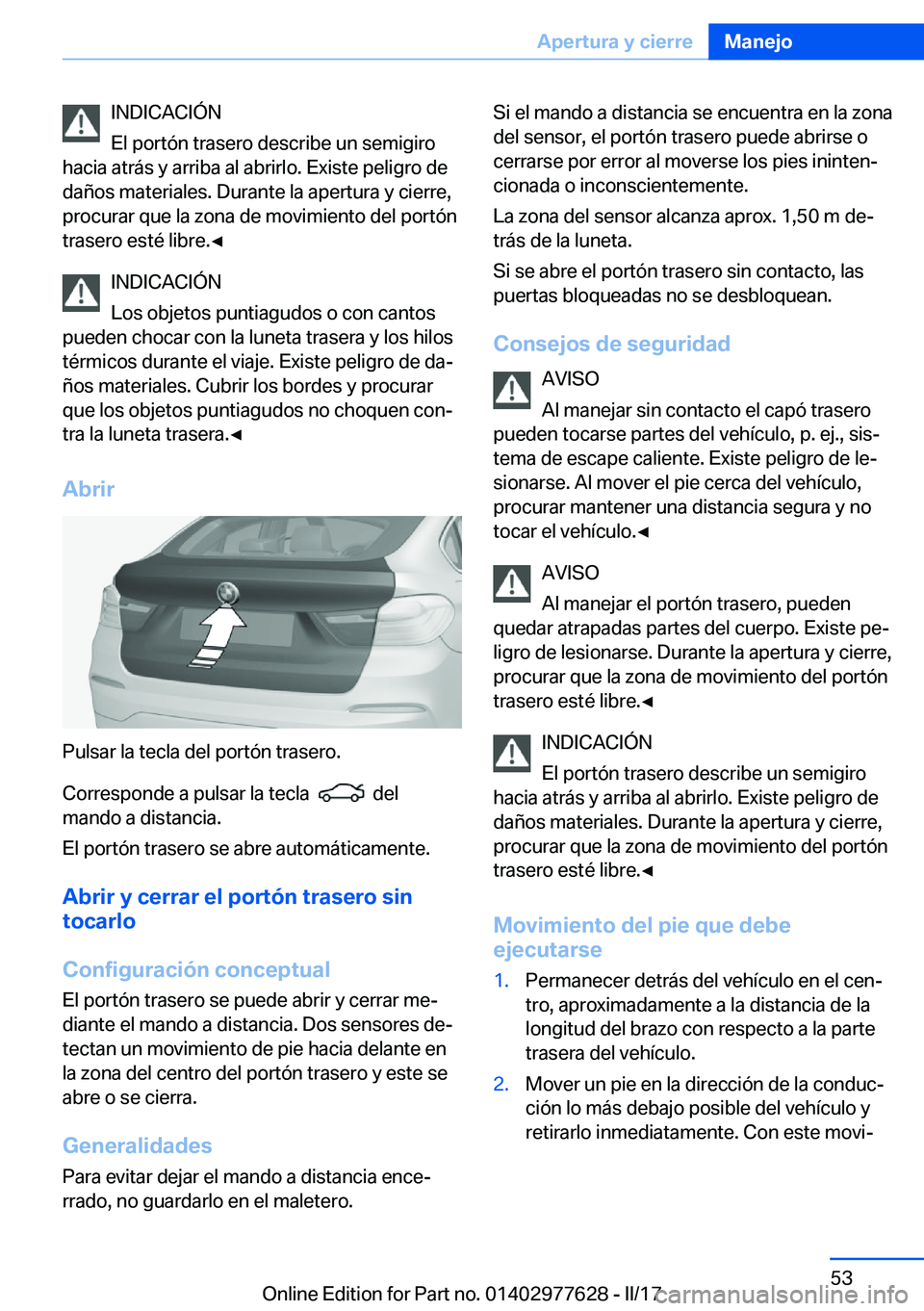BMW X6 2017  Manuales de Empleo (in Spanish) �I�N�D�I�C�A�C�I�