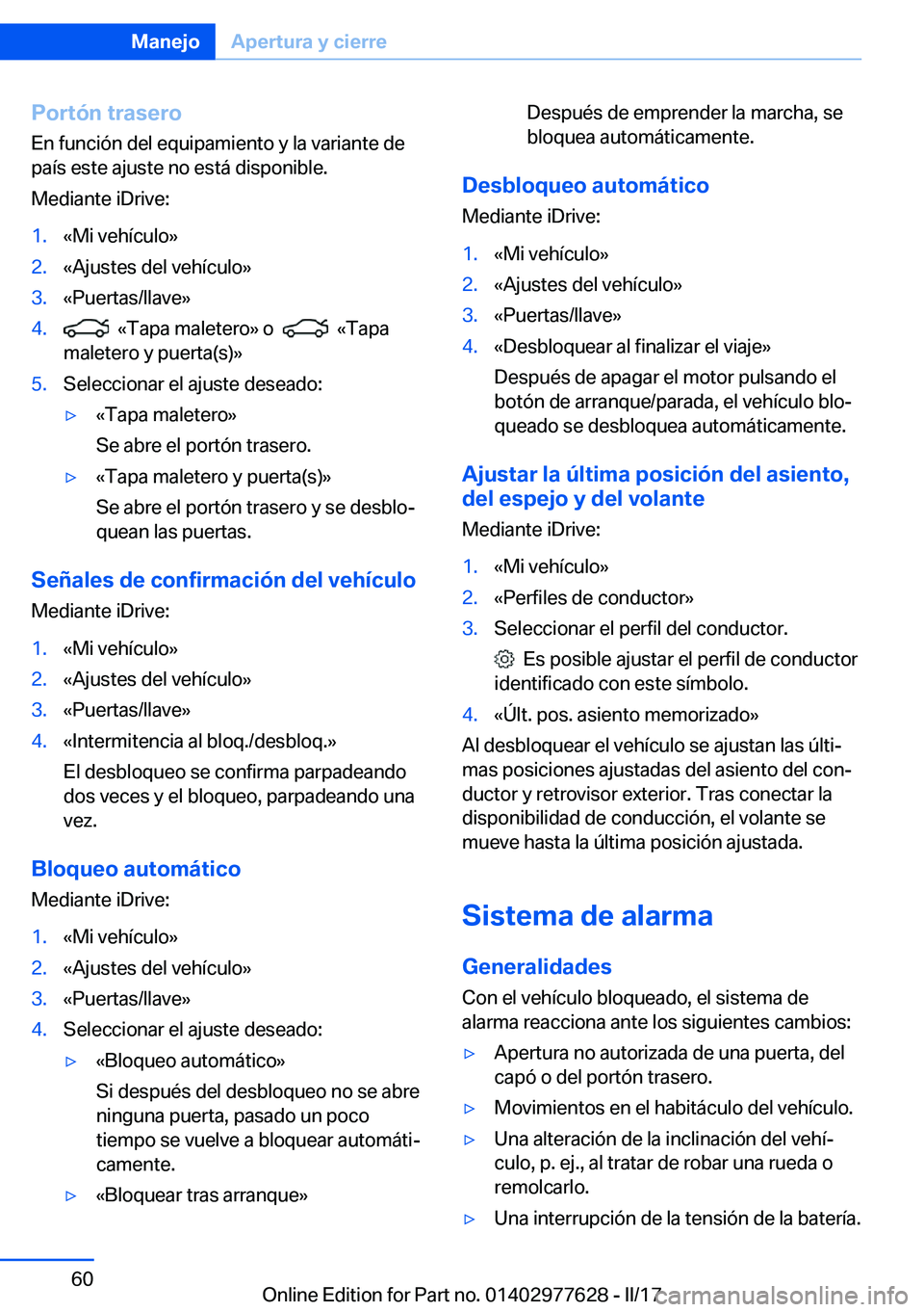 BMW X6 2017  Manuales de Empleo (in Spanish) �P�o�r�t�