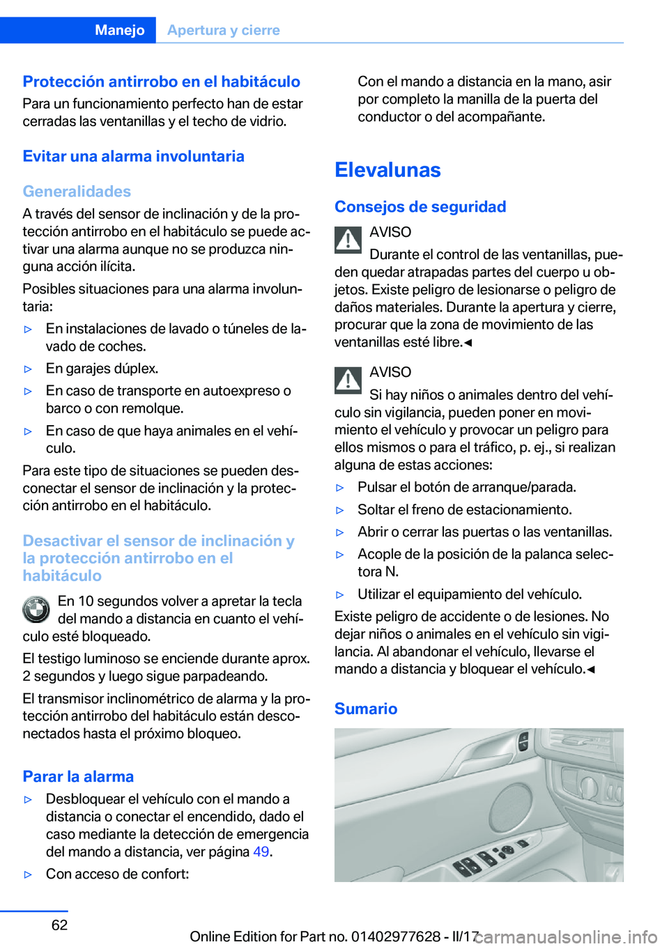BMW X6 2017  Manuales de Empleo (in Spanish) �P�r�o�t�e�c�c�i�
