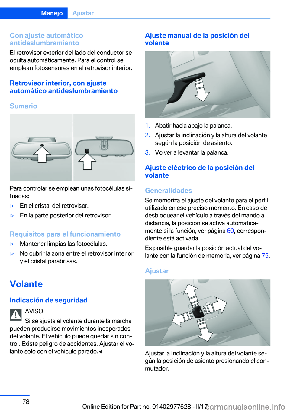 BMW X6 2017  Manuales de Empleo (in Spanish) �C�o�n��a�j�u�s�t�e��a�u�t�o�m�