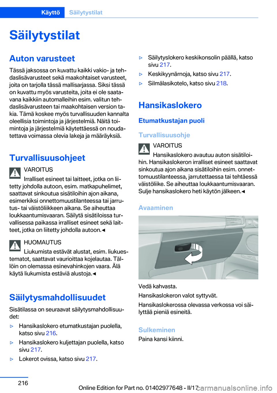 BMW X6 2017  Omistajan Käsikirja (in Finnish) �S�