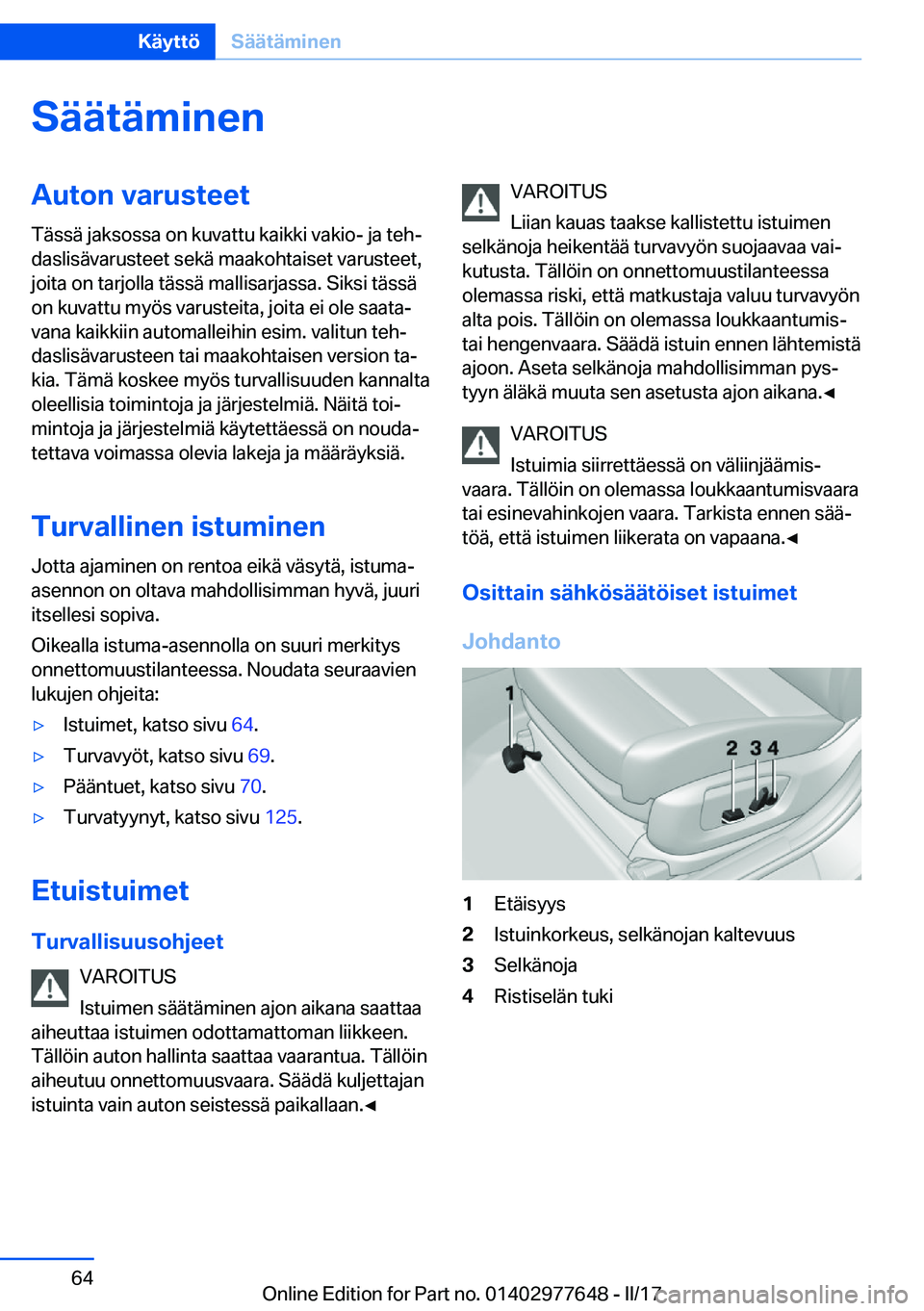 BMW X6 2017  Omistajan Käsikirja (in Finnish) �S�