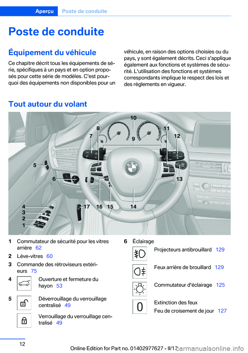 BMW X6 2017  Notices Demploi (in French) �P�o�s�t�e��d�e��c�o�n�d�u�i�t�e�