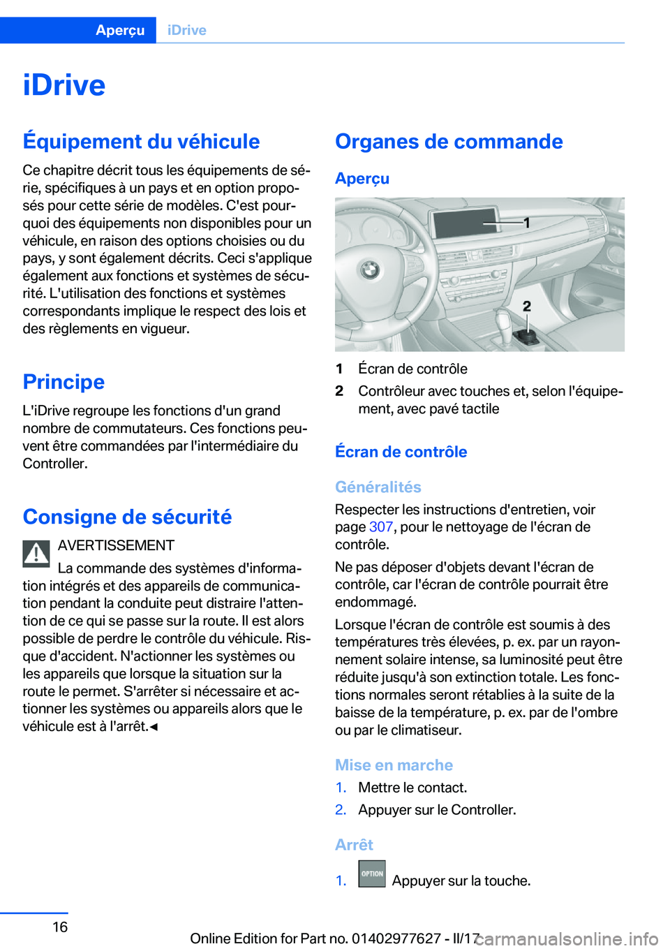 BMW X6 2017  Notices Demploi (in French) �i�D�r�i�v�e�