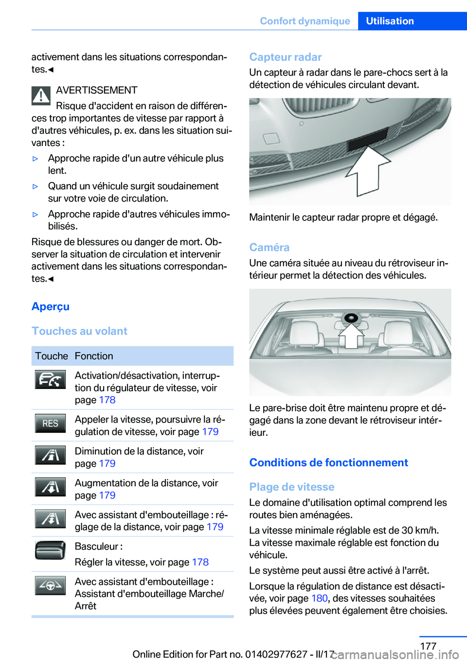BMW X6 2017  Notices Demploi (in French) �a�c�t�i�v�e�m�e�n�t� �d�a�n�s� �l�e�s� �s�i�t�u�a�t�i�o�n�s� �c�o�r�r�e�s�p�o�n�d�a�nj�t�e�s�.'
