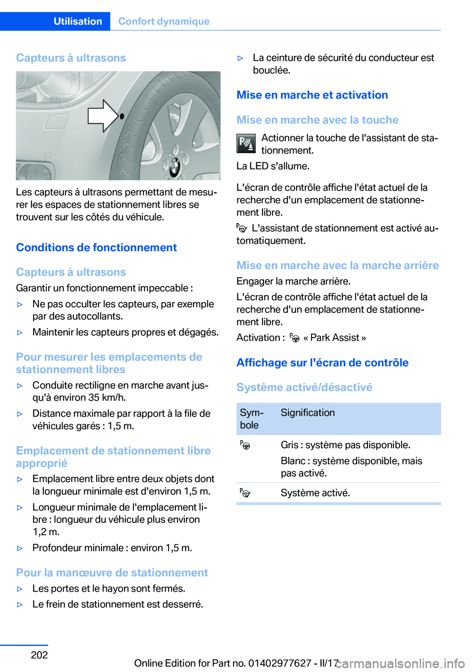 BMW X6 2017  Notices Demploi (in French) �C�a�p�t�e�u�r�s��