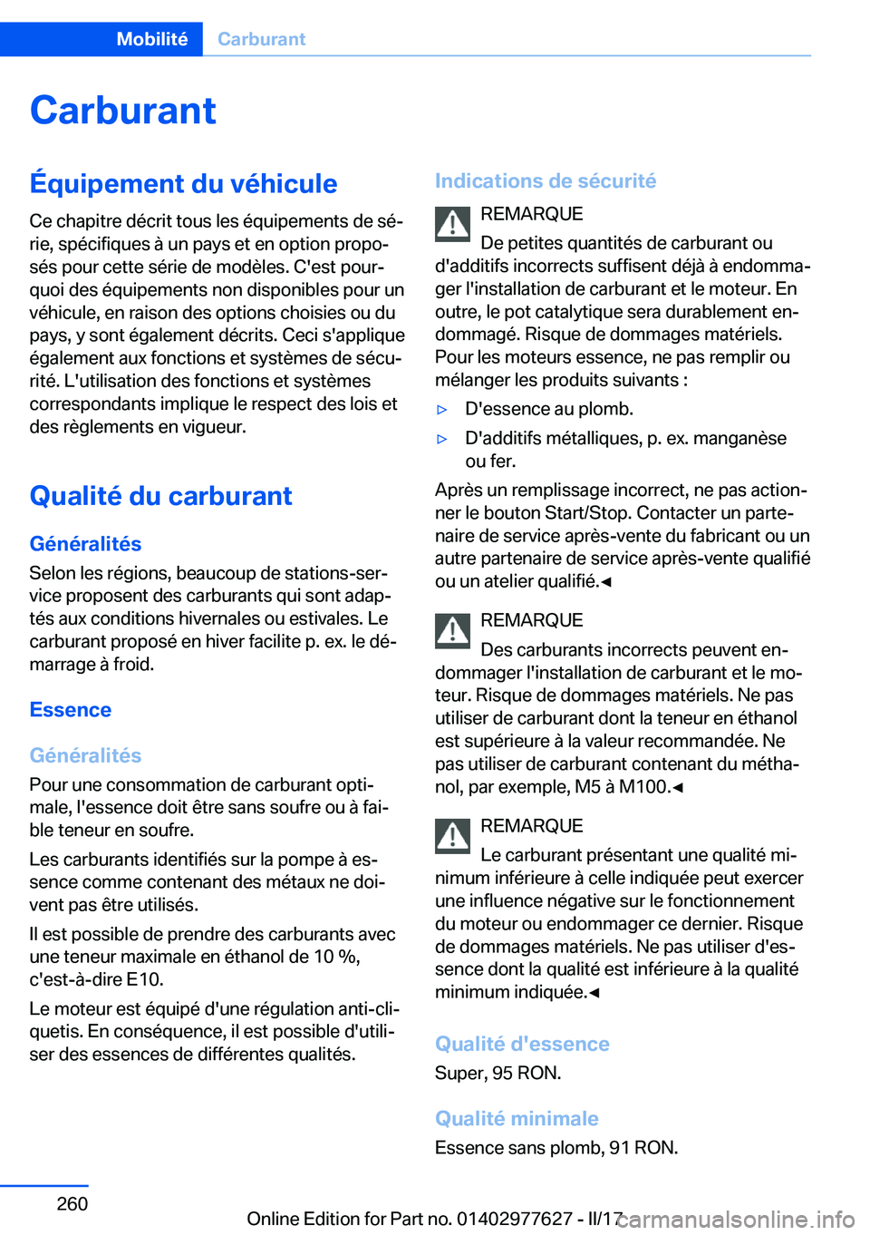 BMW X6 2017  Notices Demploi (in French) �C�a�r�b�u�r�a�n�t�