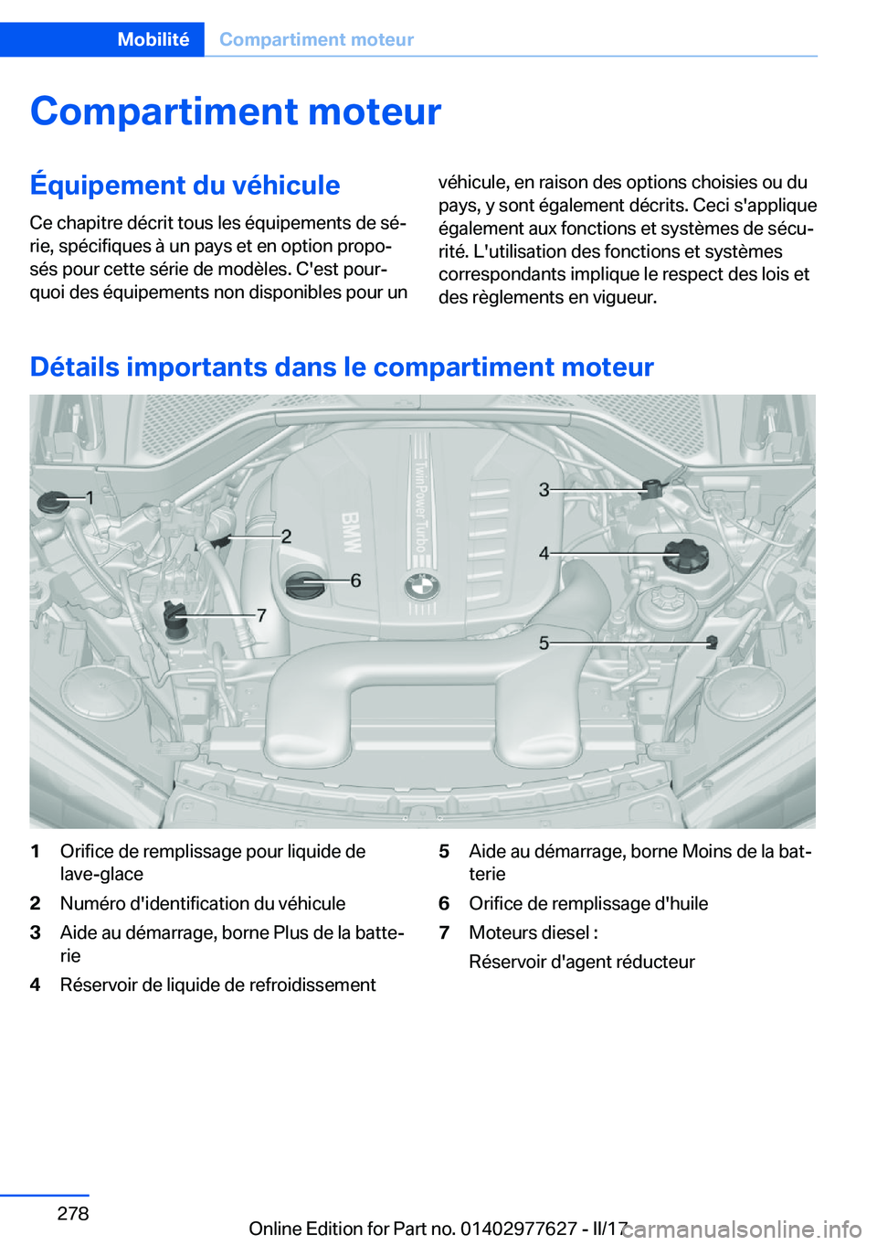 BMW X6 2017  Notices Demploi (in French) �C�o�m�p�a�r�t�i�m�e�n�t��m�o�t�e�u�r�