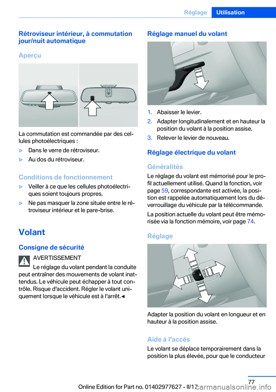 BMW X6 2017  Notices Demploi (in French) �R�é�t�r�o�v�i�s�e�u�r��i�n�t�é�r�i�e�u�r�,��
