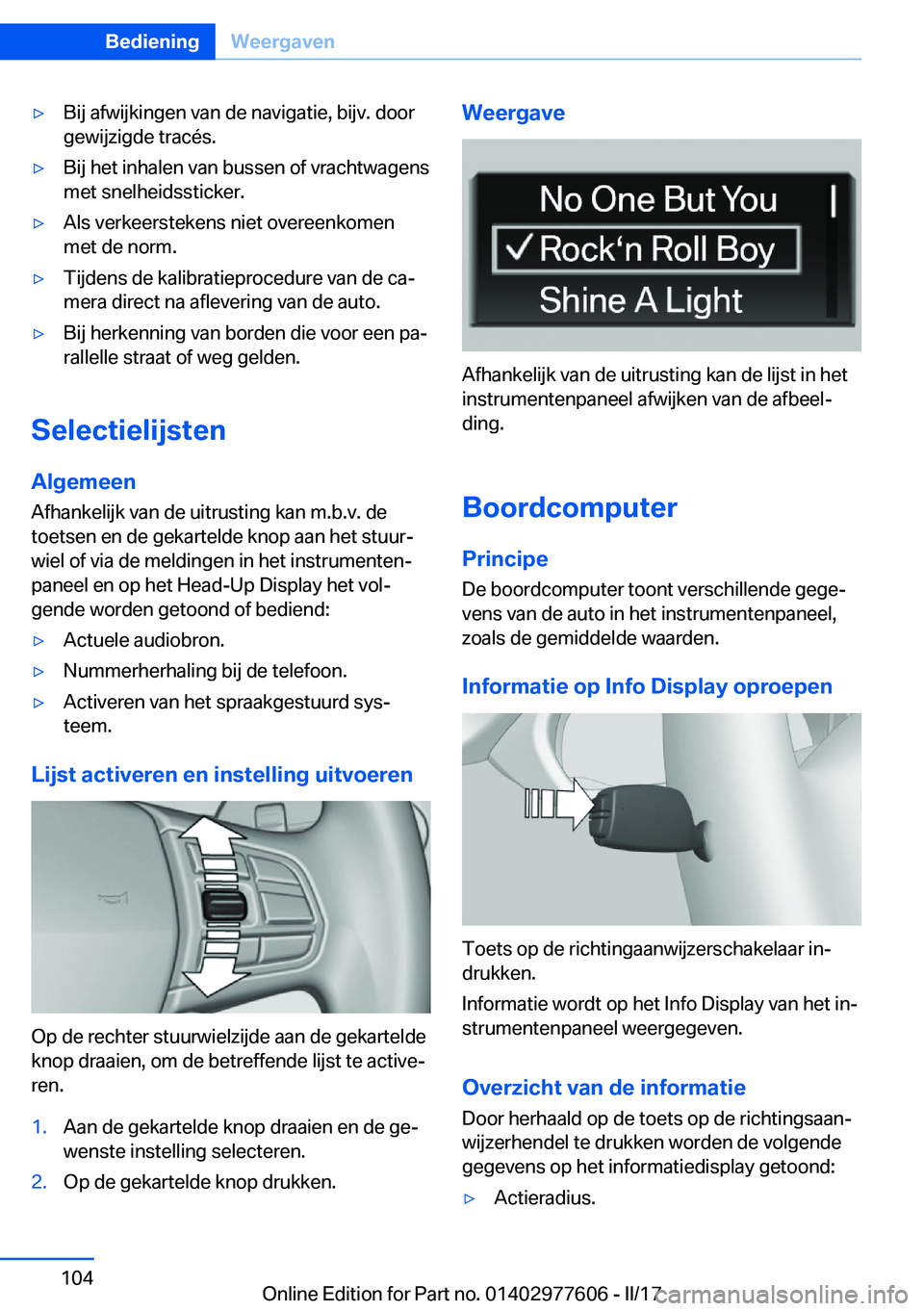 BMW X6 2017  Instructieboekjes (in Dutch) 'y�B�i�j� �a�f�w�i�j�k�i�n�g�e�n� �v�a�n� �d�e� �n�a�v�i�g�a�t�i�e�,� �b�i�j�v�.� �d�o�o�r�g�e�w�i�j�z�i�g�d�e� �t�r�a�c�é�s�.'y�B�i�j� �h�e�t� �i�n�h�a�l�e�n� �v�a�n� �b�u�s�s�e�n� �o�f� �v�