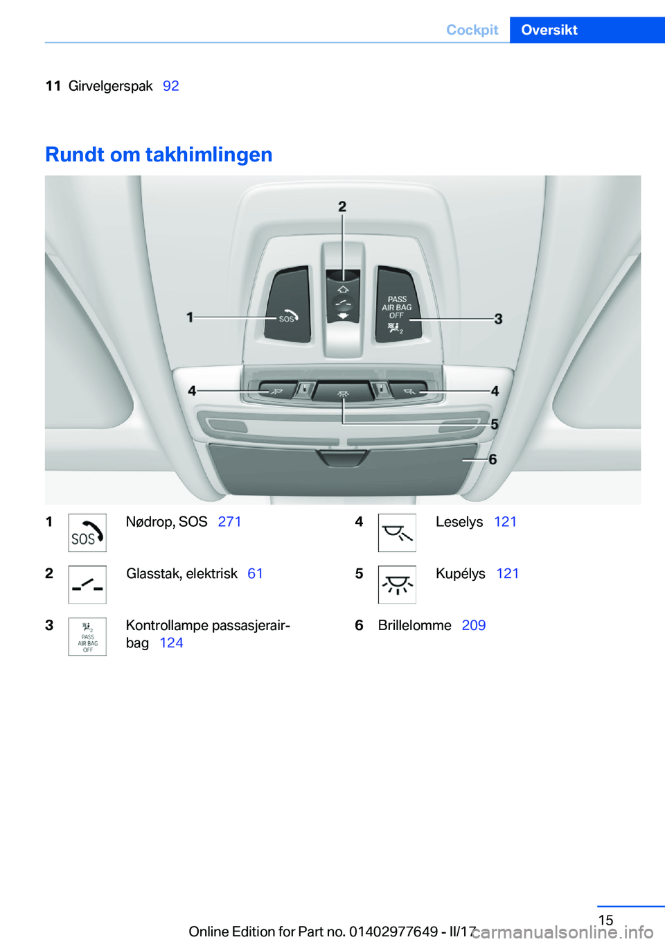BMW X6 2017  InstruksjonsbØker (in Norwegian) �1�1�G�i�r�v�e�l�g�e�r�s�p�a�k\_�9�2
�R�u�n�d�t��o�m��t�a�k�h�i�m�l�i�n�g�e�n
�1�N�