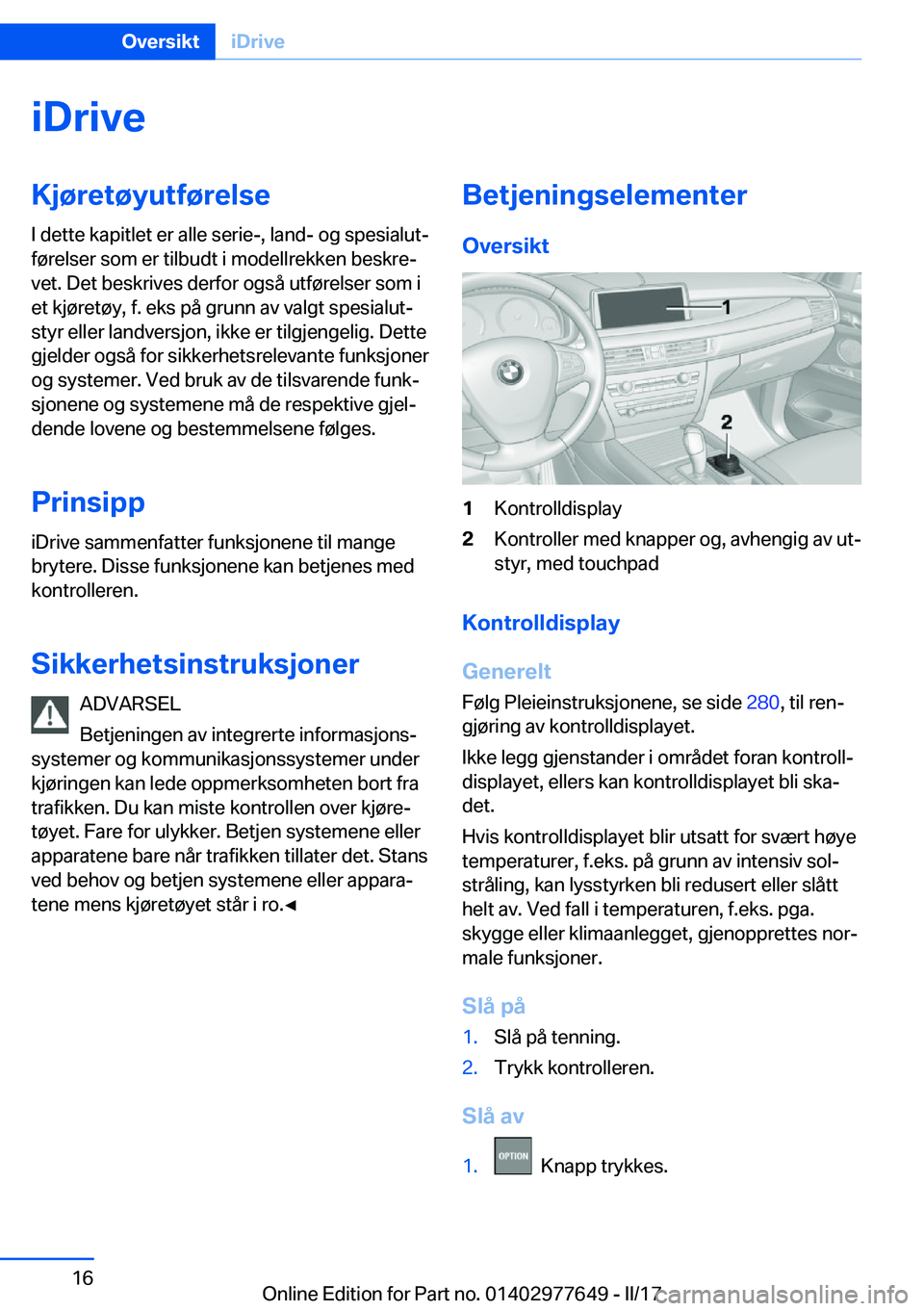 BMW X6 2017  InstruksjonsbØker (in Norwegian) �i�D�r�i�v�e�K�j�