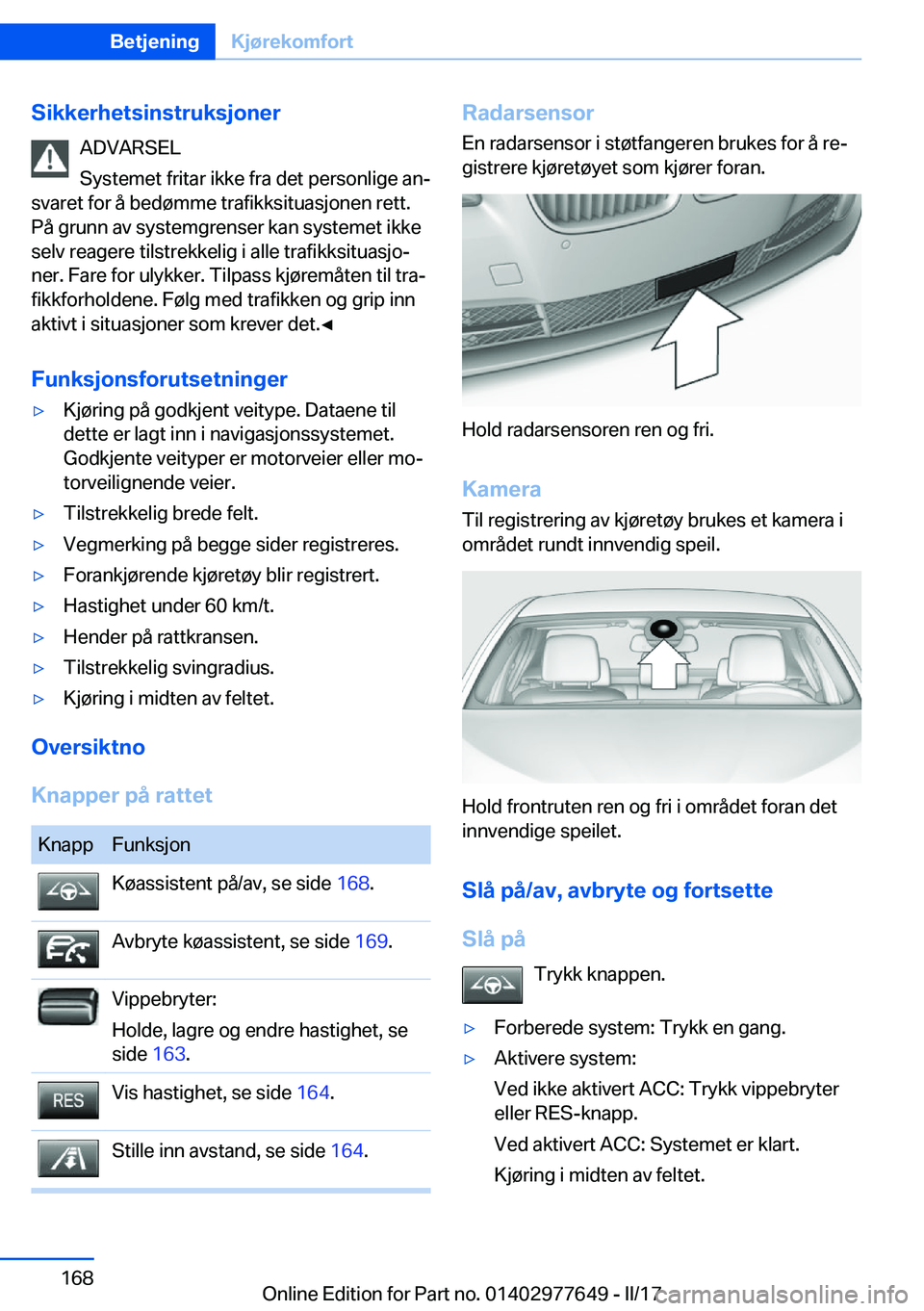BMW X6 2017  InstruksjonsbØker (in Norwegian) �S�i�k�k�e�r�h�e�t�s�i�n�s�t�r�u�k�s�j�o�n�e�r�A�D�V�A�R�S�E�L
�S�y�s�t�e�m�e�t� �f�r�i�t�a�r� �i�k�k�e� �f�r�a� �d�e�t� �p�e�r�s�o�n�l�i�g�e� �a�nj
�s�v�a�r�e�t� �f�o�r� �å� �b�e�d�