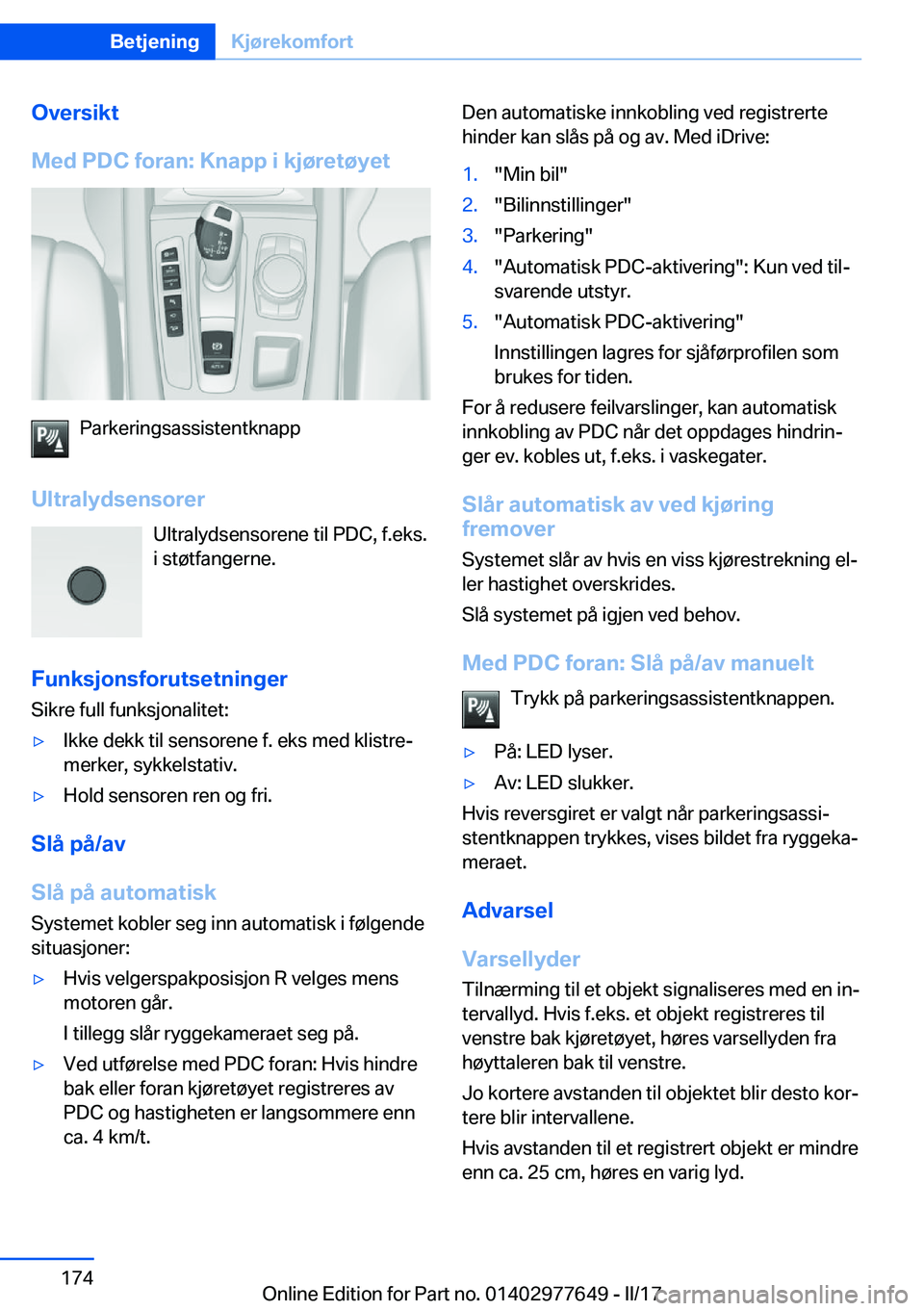 BMW X6 2017  InstruksjonsbØker (in Norwegian) �O�v�e�r�s�i�k�t
�M�e�d��P�D�C��f�o�r�a�n�:��K�n�a�p�p��i��k�j�