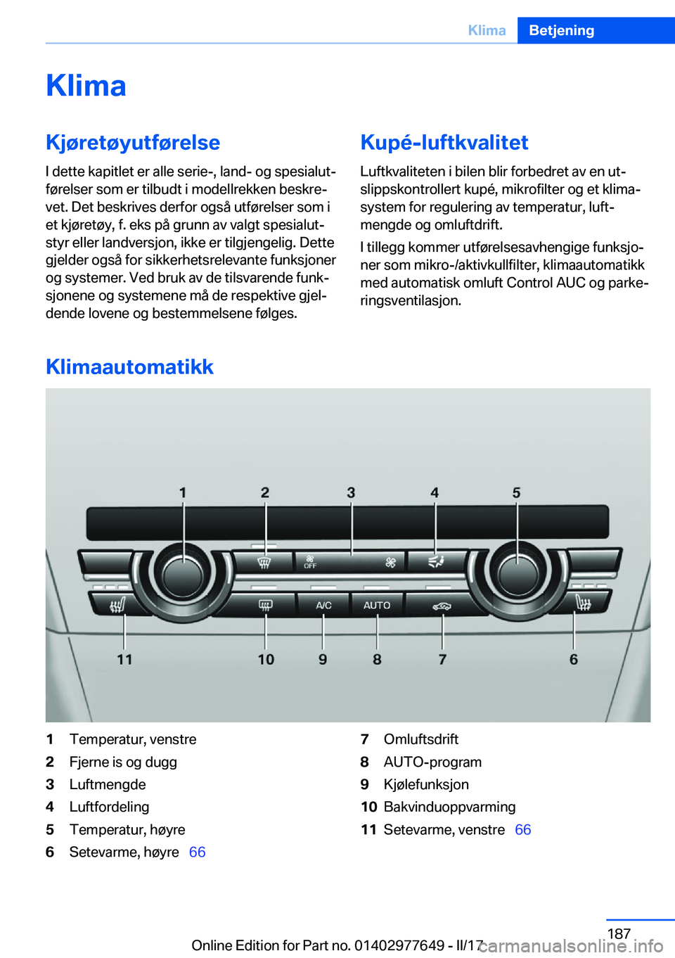 BMW X6 2017  InstruksjonsbØker (in Norwegian) �K�l�i�m�a�K�j�