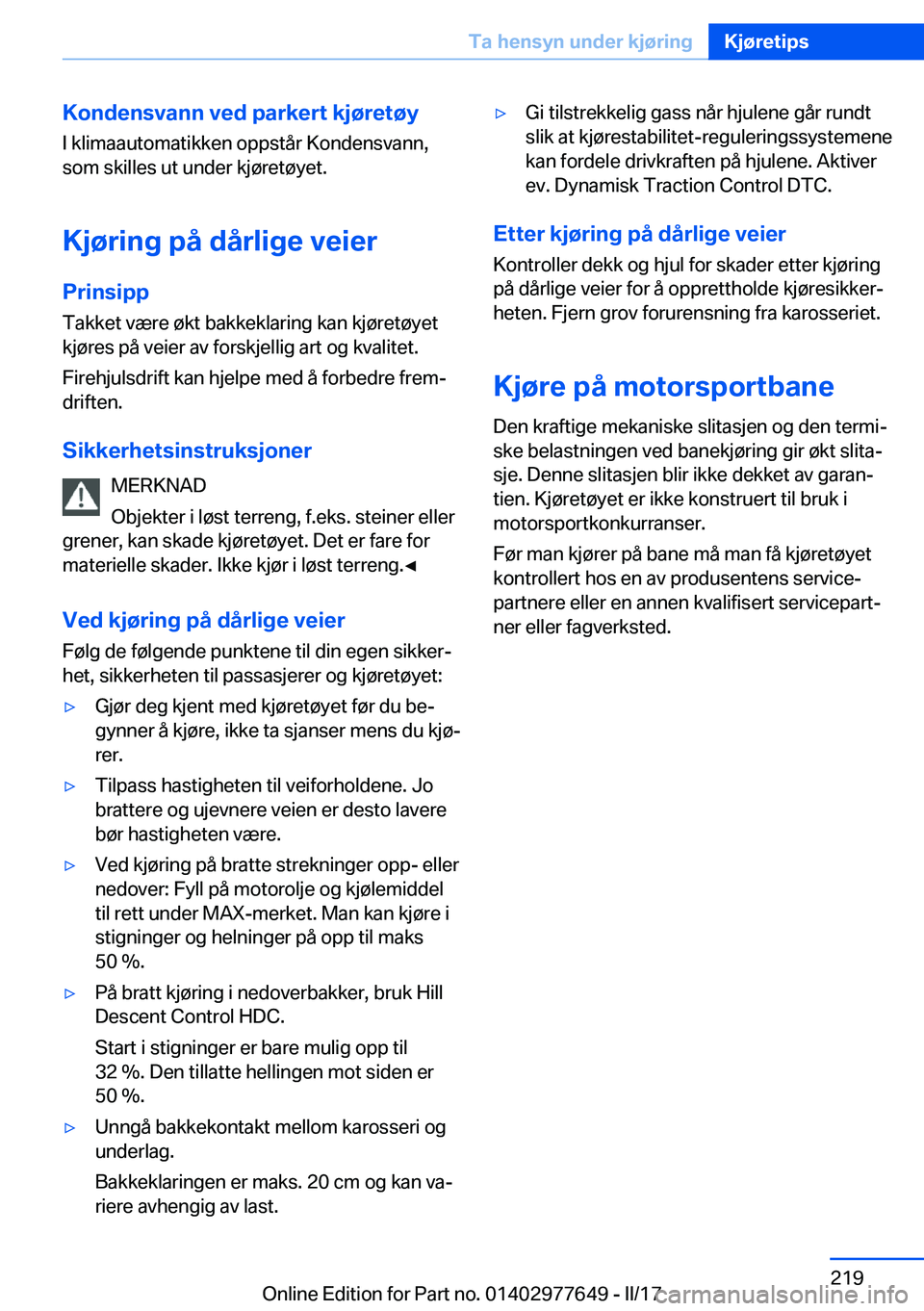 BMW X6 2017  InstruksjonsbØker (in Norwegian) �K�o�n�d�e�n�s�v�a�n�n��v�e�d��p�a�r�k�e�r�t��k�j�