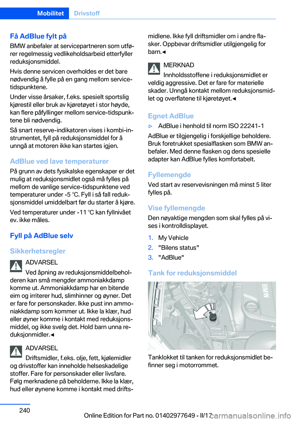 BMW X6 2017  InstruksjonsbØker (in Norwegian) �F�å��A�d�B�l�u�e��f�y�l�t��p�å�B�M�W� �a�n�b�e�f�a�l�e�r� �a�t� �s�e�r�v�i�c�e�p�a�r�t�n�e�r�e�n� �s�o�m� �u�t�f�