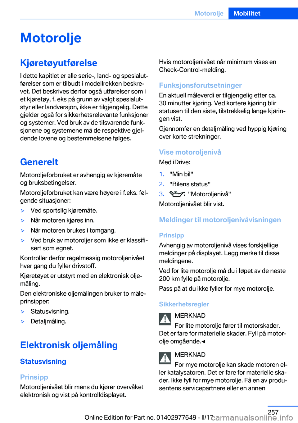BMW X6 2017  InstruksjonsbØker (in Norwegian) �M�o�t�o�r�o�l�j�e�K�j�