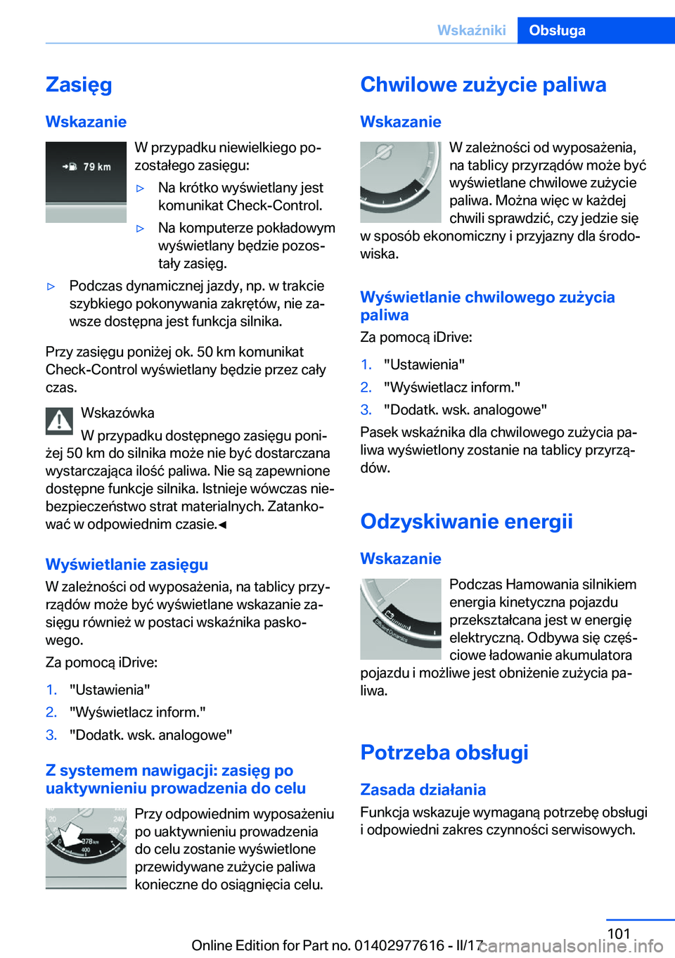 BMW X6 2017  Instrukcja obsługi (in Polish) �Z�a�s�i�