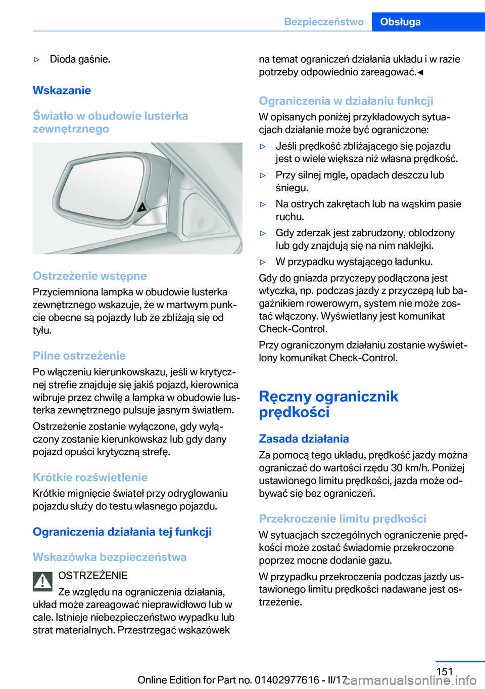 BMW X6 2017  Instrukcja obsługi (in Polish) 'y�D�i�o�d�a� �g�a �n�i�e�.
�W�s�k�a�z�a�n�i�e
�w�i�a�t�ł�o��w��o�b�u�d�o�w�i�e��l�u�s�t�e�r�k�a
�z�e�w�n�