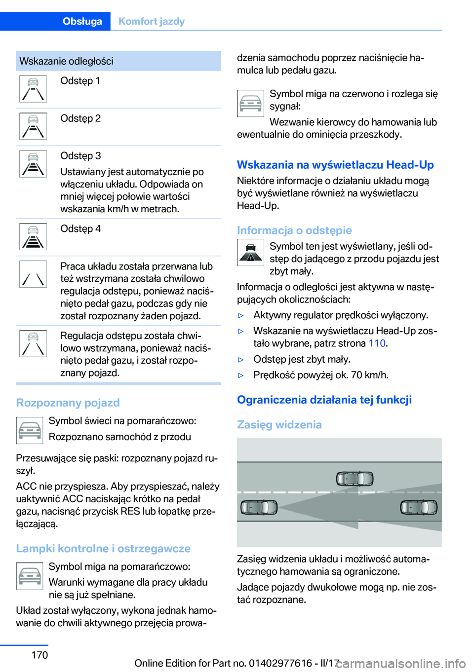 BMW X6 2017  Instrukcja obsługi (in Polish) �W�s�k�a�z�a�n�i�e� �o�d�l�e�g�ł�o �c�i�O�d�s�t�