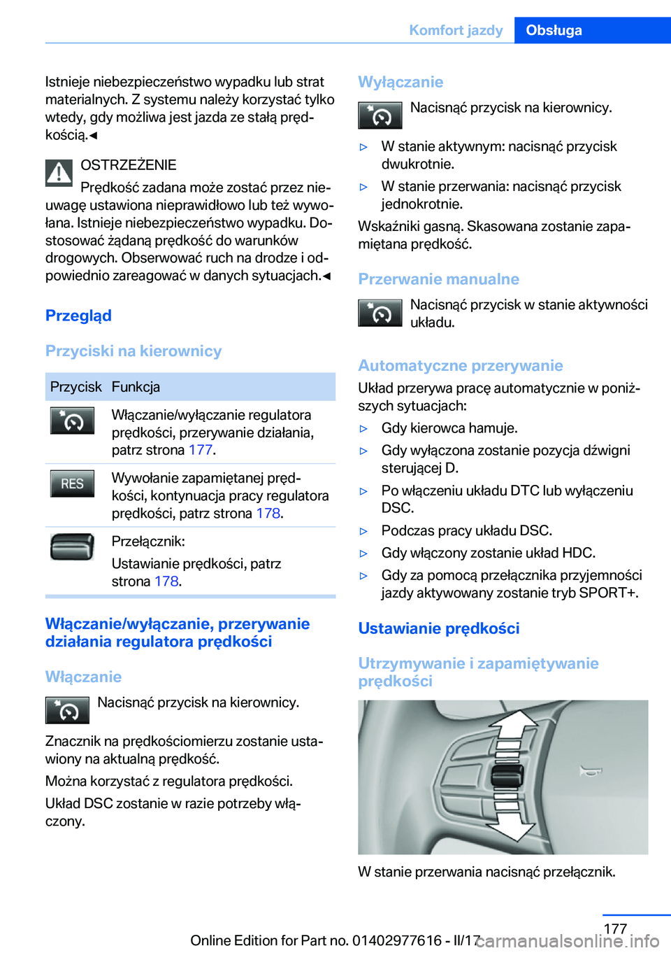BMW X6 2017  Instrukcja obsługi (in Polish) �I�s�t�n�i�e�j�e� �n�i�e�b�e�z�p�i�e�c�z�e�