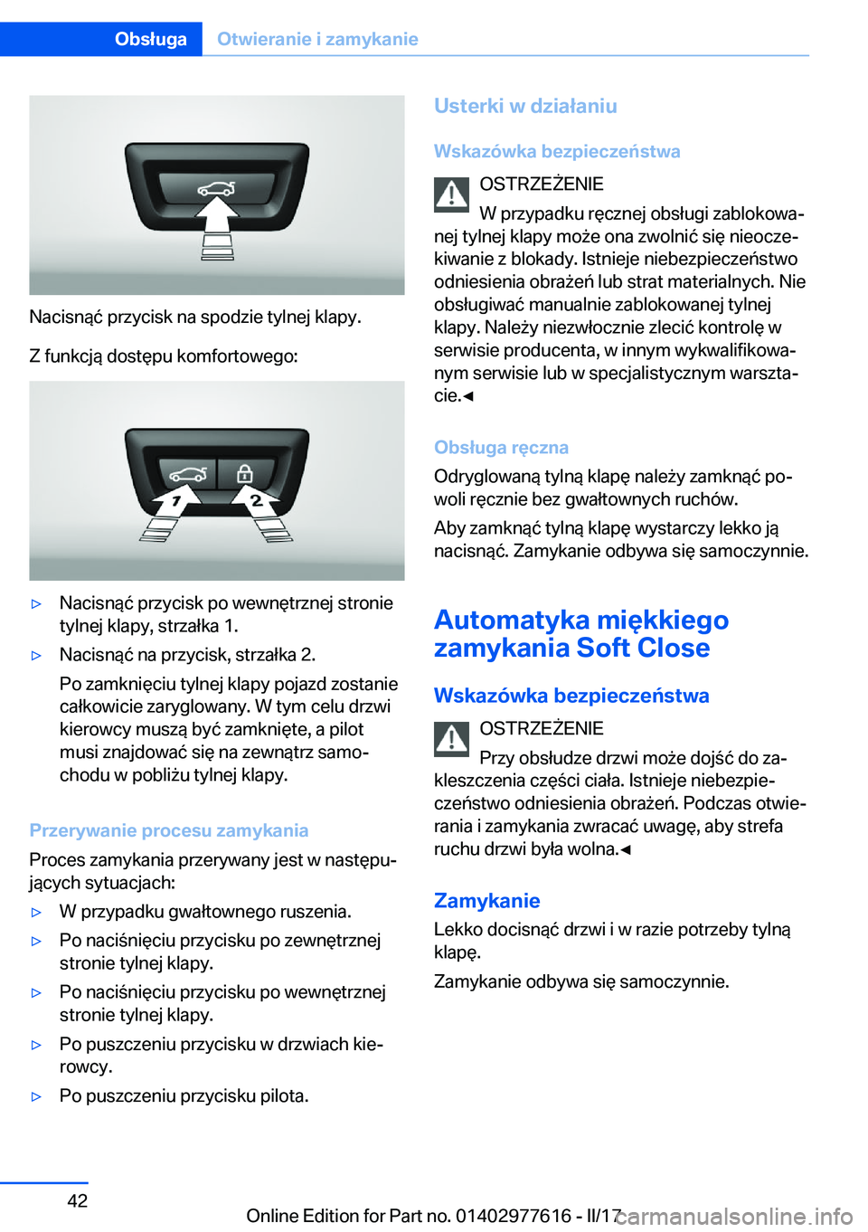BMW X6 2017  Instrukcja obsługi (in Polish) �N�a�c�i�s�n�