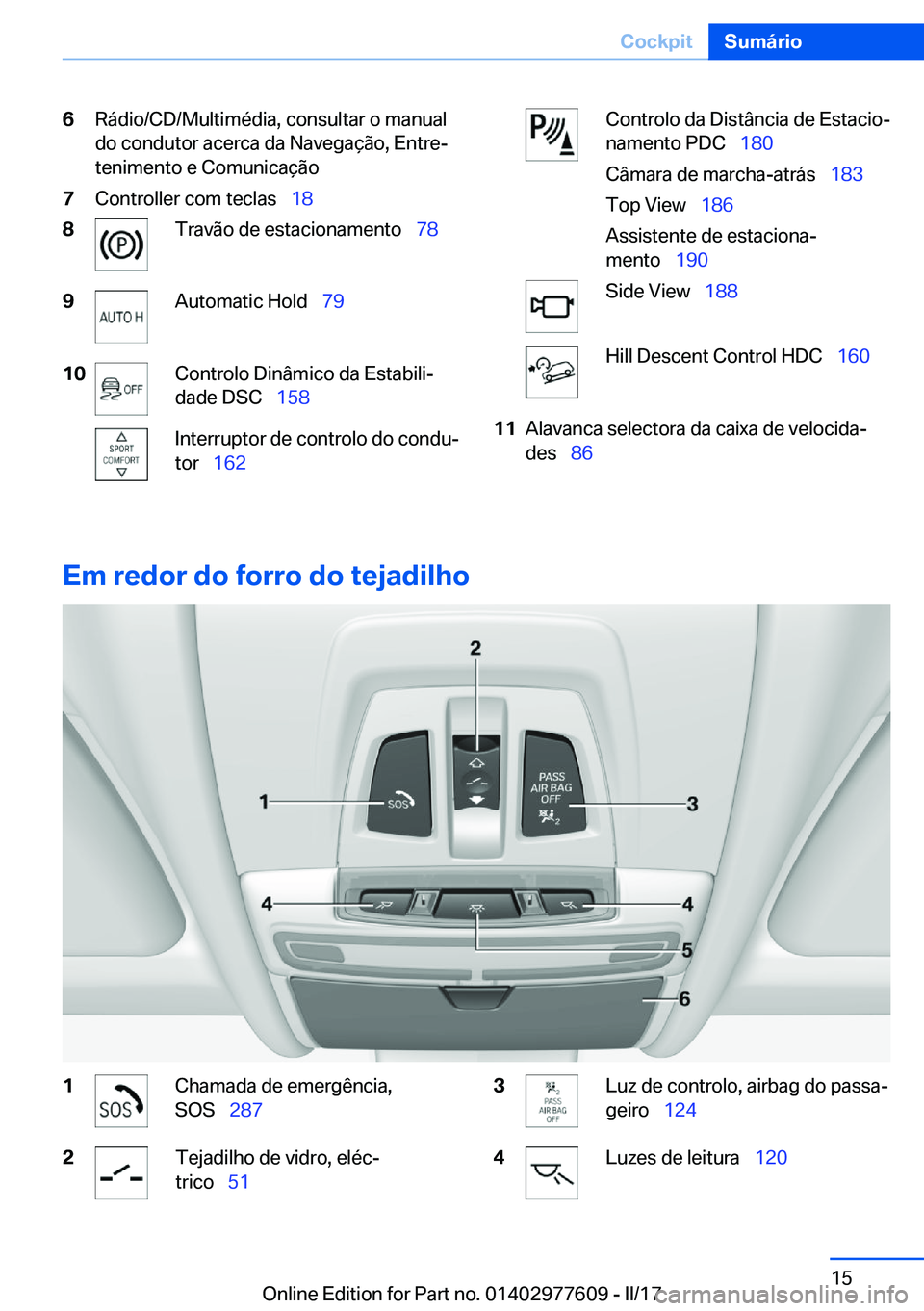 BMW X6 2017  Manual do condutor (in Portuguese) �6�R�á�d�i�o�/�C�D�/�M�u�l�t�i�m�é�d�i�a�,� �c�o�n�s�u�l�t�a�r� �o� �m�a�n�u�a�l
�d�o� �c�o�n�d�u�t�o�r� �a�c�e�r�c�a� �d�a� �N�a�v�e�g�a�ç�ã�o�,� �E�n�t�r�eª
�t�e�n�i�m�e�n�t�o� �e� �C�o�m�u�n�
