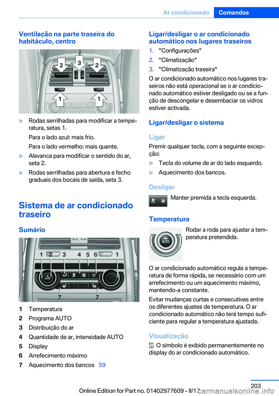 BMW X6 2017  Manual do condutor (in Portuguese) �V�e�n�t�i�l�a�