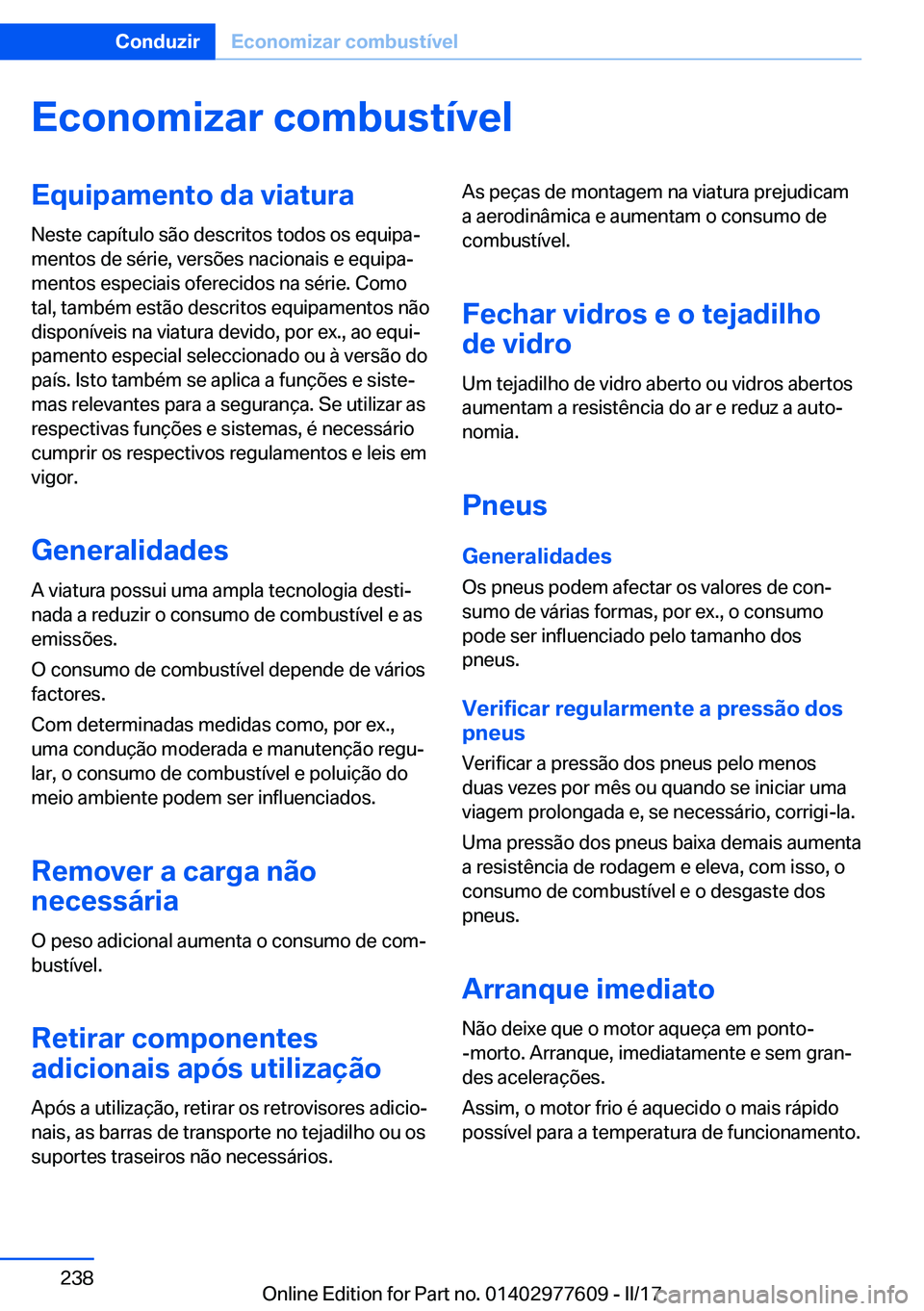 BMW X6 2017  Manual do condutor (in Portuguese) �E�c�o�n�o�m�i�z�a�r��c�o�m�b�u�s�t�