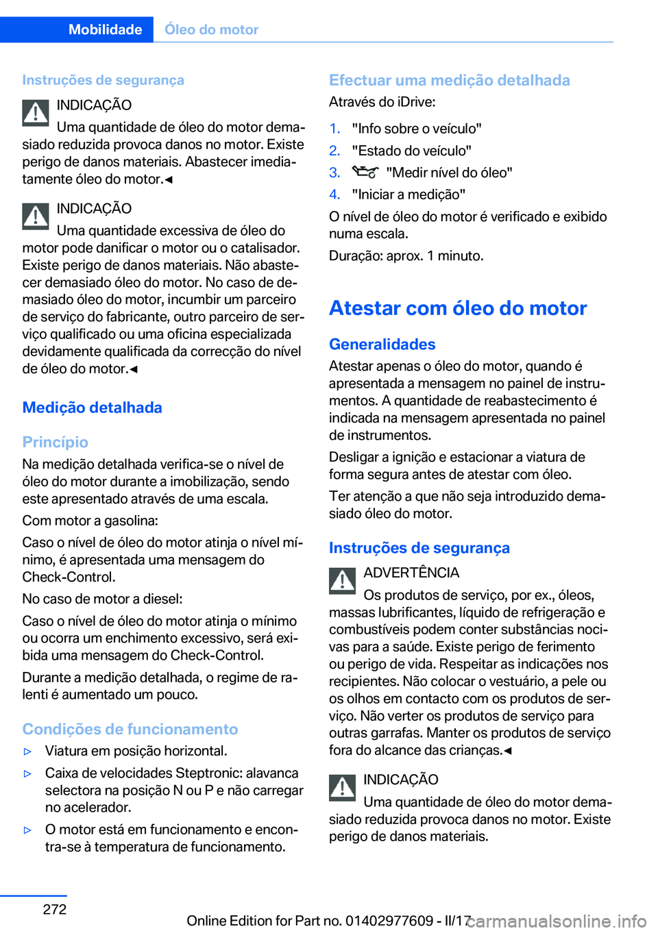 BMW X6 2017  Manual do condutor (in Portuguese) �I�n�s�t�r�u�