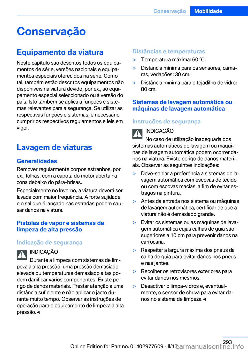 BMW X6 2017  Manual do condutor (in Portuguese) �C�o�n�s�e�r�v�a�