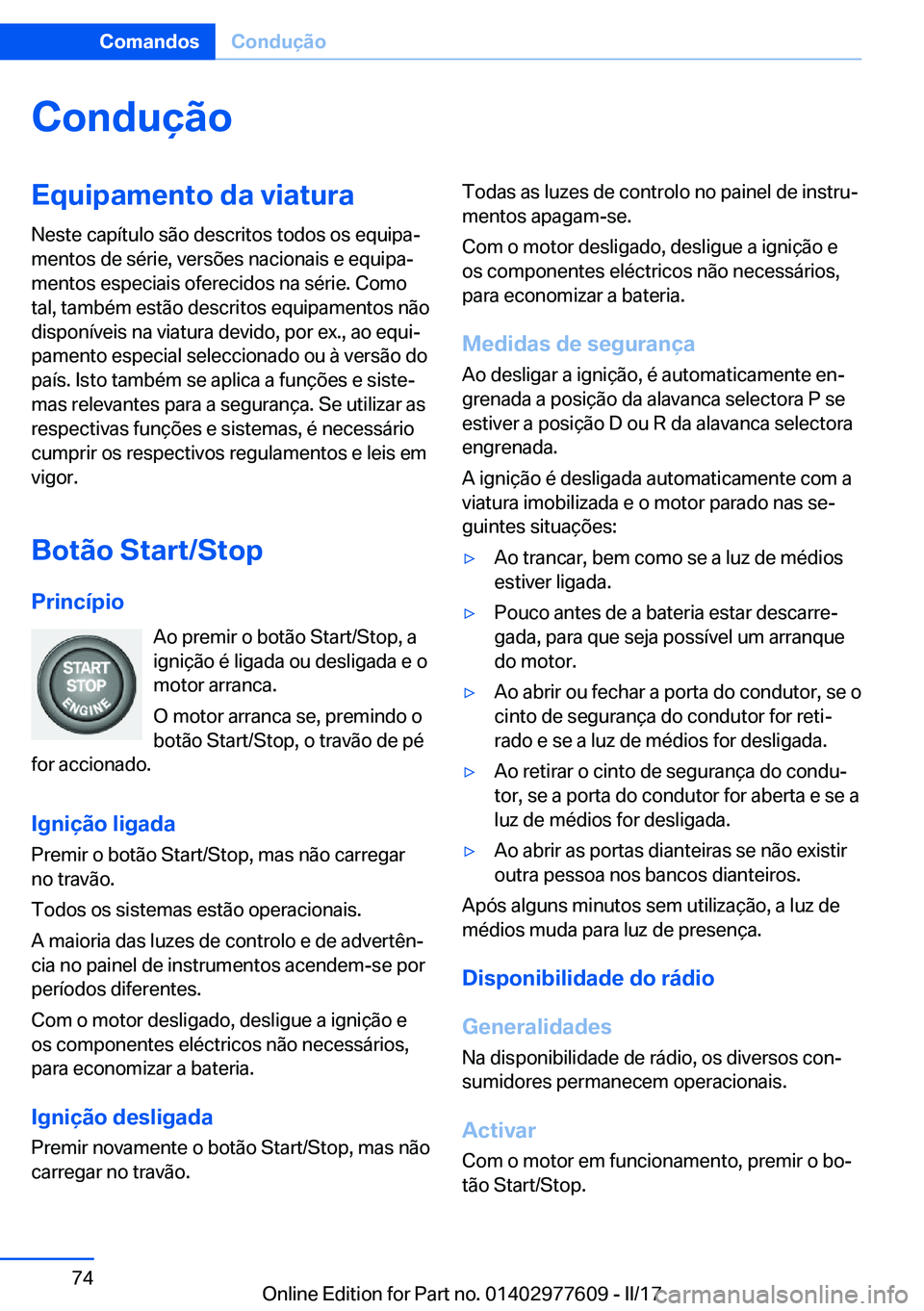 BMW X6 2017  Manual do condutor (in Portuguese) �C�o�n�d�u�