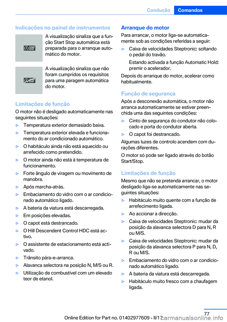 BMW X6 2017  Manual do condutor (in Portuguese) �I�n�d�i�c�a�