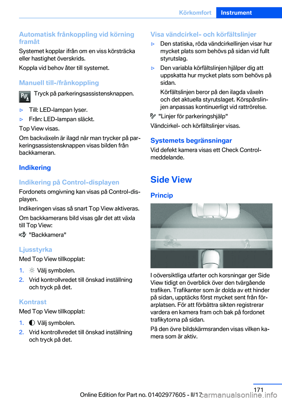 BMW X6 2017  InstruktionsbÖcker (in Swedish) �A�u�t�o�m�a�t�i�s�k��f�r�å�n�k�o�p�p�l�i�n�g��v�i�d��k�